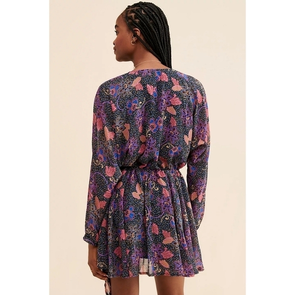 🆕 Free People Teegan Mini Dress in Midnight Combo Size XS - Picture 2 of 12